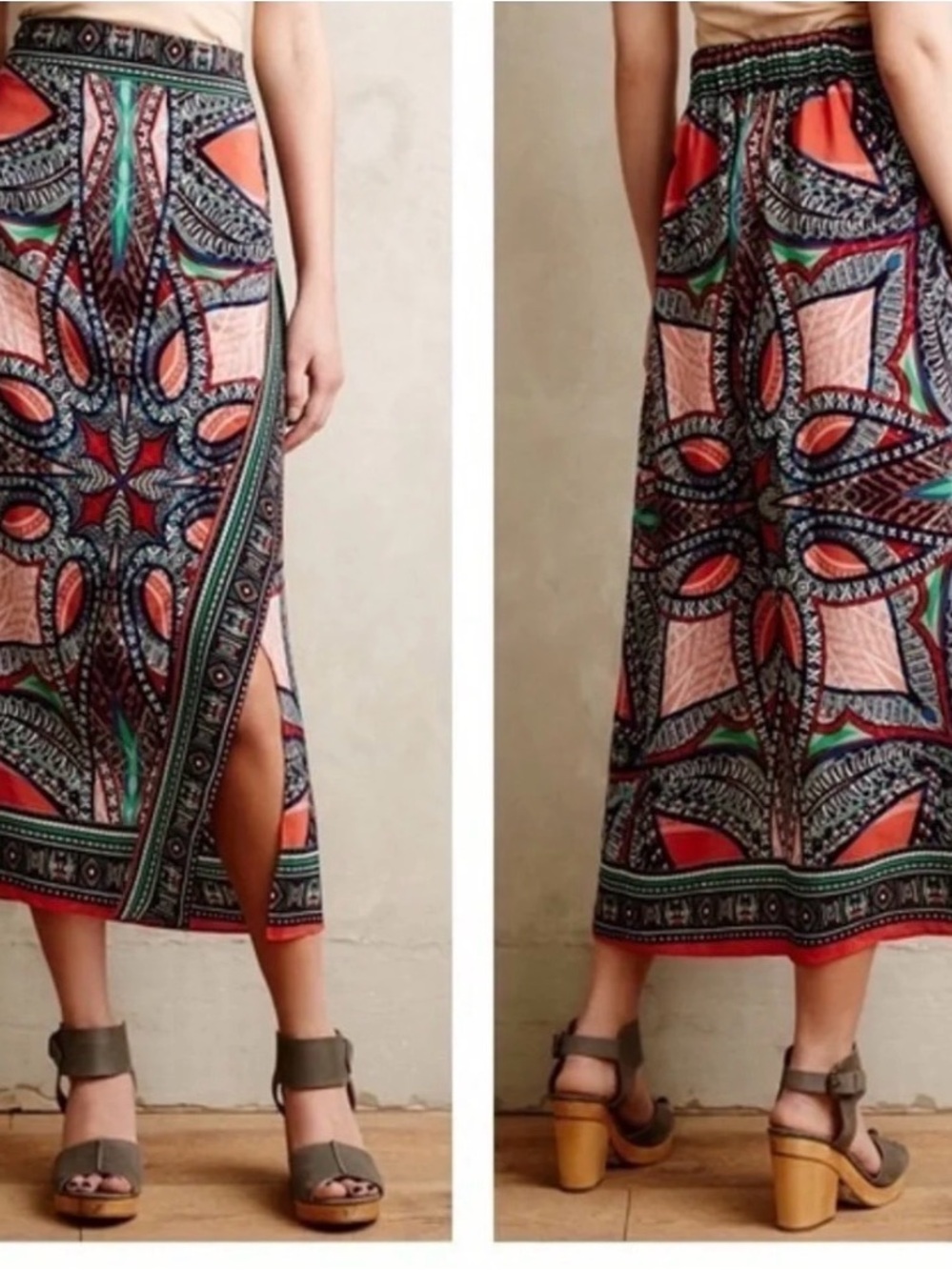 Anthropologie Maeve silk skirt